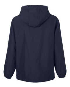 Harriton M73 Unisex Flex Twill Hooded Jacket – Dark Navy (back)