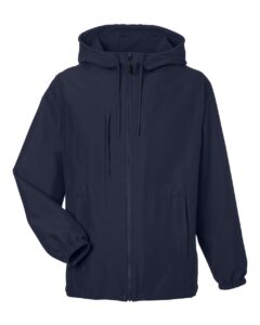 Harriton M73 Unisex Flex Twill Hooded Jacket – Dark Navy