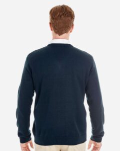 Harriton M420 Men’s Pilbloc™ V-Neck Sweater – Dark Navy (on model back)