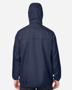 Team 365 TT77 Unisex Zone Protect Packable Anorak Jacket – Sport Dark Navy (on model back)