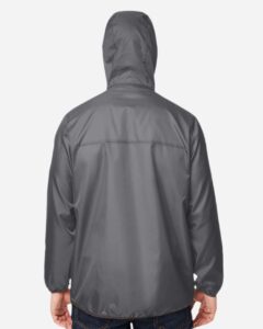 Team 365 TT77 Unisex Zone Protect Packable Anorak Jacket – Sport Graphite (on model back)