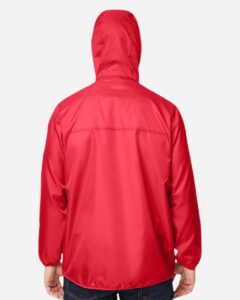 Team 365 TT77 Unisex Zone Protect Packable Anorak Jacket – Sport Red (on model back)