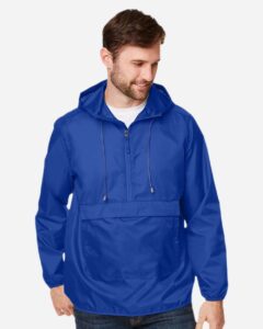 Team 365 TT77 Unisex Zone Protect Packable Anorak Jacket – Sport Royal (on model)