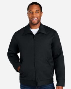 Harriton M721 Unisex ClimaBloc® Station Jacket – Black (on model)
