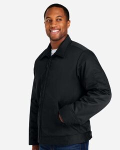 Harriton M721 Unisex ClimaBloc® Station Jacket – Black (on model side)