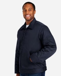 Harriton M721 Unisex ClimaBloc® Station Jacket – Dark Navy (on model side)