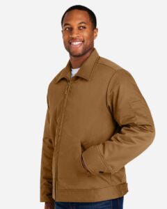 Harriton M721 Unisex ClimaBloc® Station Jacket – Duck Brown (on model side)