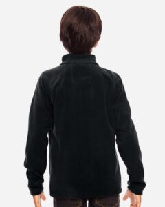 Team 365 TT90Y Youth Campus Microfleece Jacket – Black (on model back)