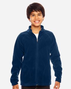 Team 365 TT90Y Youth Campus Microfleece Jacket – Sport Dark Navy (on model)