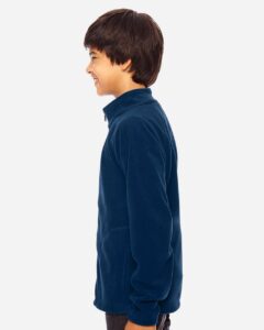 Team 365 TT90Y Youth Campus Microfleece Jacket – Sport Dark Navy (on model side)
