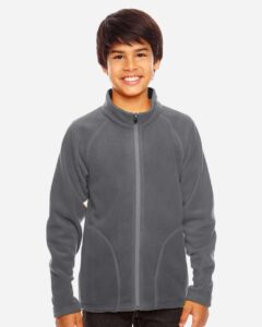 Team 365 TT90Y Youth Campus Microfleece Jacket – Sport Graphite (on model)