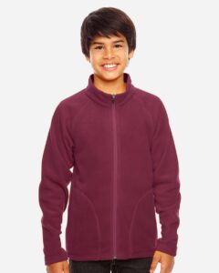 Team 365 TT90Y Youth Campus Microfleece Jacket – Sport Maroon (on model)