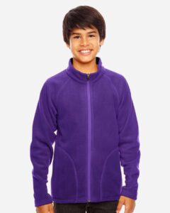 Team 365 TT90Y Youth Campus Microfleece Jacket – Sport Purple (on model)