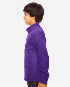 Team 365 TT90Y Youth Campus Microfleece Jacket – Sport Purple (on model side)