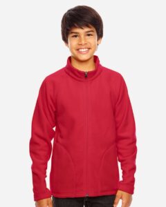Team 365 TT90Y Youth Campus Microfleece Jacket – Sport Red (on model)