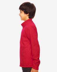 Team 365 TT90Y Youth Campus Microfleece Jacket – Sport Red (on model side)