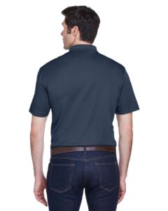 Harriton M354 Men’s Micro Piqué Polo – Navy (on model back)