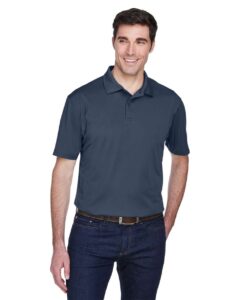 Harriton M354 Men’s Micro Piqué Polo – Navy (on model)