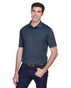 Harriton M354 Men’s Micro Piqué Polo – Navy (on model side)
