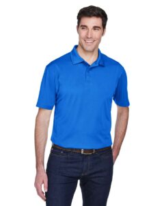 Harriton M354 Men’s Micro Piqué Polo – True Royal (on model)