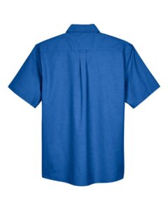 Harriton M600S Men’s Oxford Short Sleeve with Stain-Release – French Blue (back)