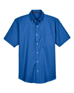 Harriton M600S Men’s Oxford Short Sleeve with Stain-Release – French Blue