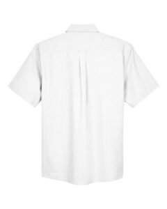 Harriton M600S Men’s Oxford Short Sleeve with Stain-Release – White (back)