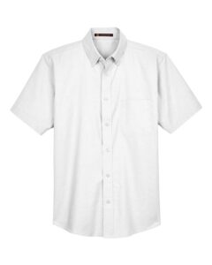 Harriton M600S Men’s Oxford Short Sleeve with Stain-Release – White