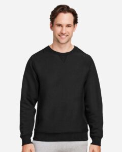 Team 365 TT98 Unisex Zone HydroSport™ Heavyweight Crewneck Sweatshirt – Black (on model)