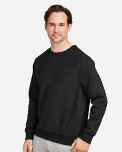 Team 365 TT98 Unisex Zone HydroSport™ Heavyweight Crewneck Sweatshirt – Black (on model side)