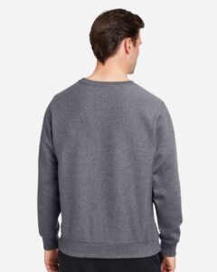Team 365 TT98 Unisex Zone HydroSport™ Heavyweight Crewneck Sweatshirt – Dark Grey Heather (on model back)