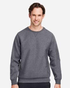 Team 365 TT98 Unisex Zone HydroSport™ Heavyweight Crewneck Sweatshirt – Dark Grey Heather (on model)