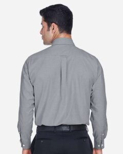 Harriton M600 Men’s Oxford Shirt – Oxford Grey (on model back)