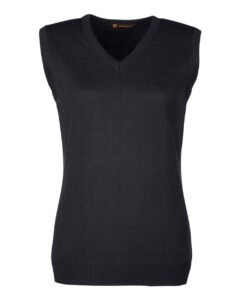 Harriton M415W Women’s Pilbloc™ V-Neck Sweater Vest – Black
