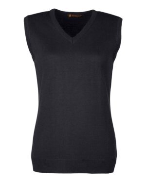 Harriton M415W Women’s Pilbloc™ V-Neck Sweater Vest – Black