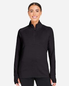 Puma Golf PG400W Women’s Bandon Quarter-Zip Pullover – Puma Black (on model)