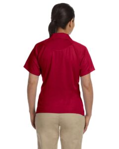 Harriton M374W Women’s Polytech Mesh Insert Polo – Red (on model back)