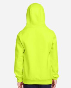 Team 365 TT96Y Youth Zone HydroSport™ Heavyweight Hooded Sweatshirt – Safety Yellow (on model back)