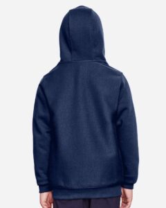 Team 365 TT96Y Youth Zone HydroSport™ Heavyweight Hooded Sweatshirt – Sport Dark Navy (on model back)