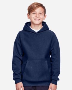 Team 365 TT96Y Youth Zone HydroSport™ Heavyweight Hooded Sweatshirt – Sport Dark Navy (on model)