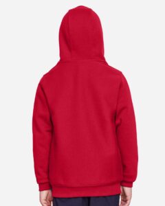 Team 365 TT96Y Youth Zone HydroSport™ Heavyweight Hooded Sweatshirt – Sport Red (on model back)