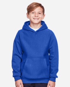 Team 365 TT96Y Youth Zone HydroSport™ Heavyweight Hooded Sweatshirt – Sport Royal (on model)