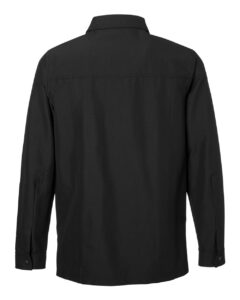 Harriton M72 Unisex Flex Twill Overshirt Jacket – Black (back)