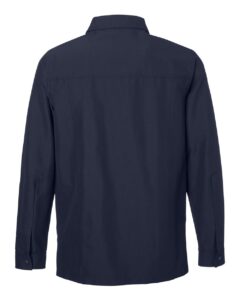 Harriton M72 Unisex Flex Twill Overshirt Jacket – Dark Navy (back)