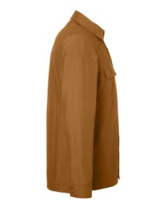 Harriton M72 Unisex Flex Twill Overshirt Jacket – Duck Brown (side)