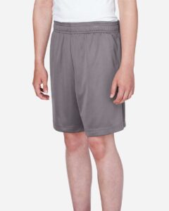 Team 365 TT11SHY Youth Zone Performance Shorts – Sport Graphite (on model side)