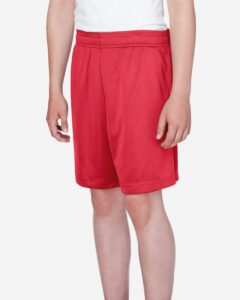 Team 365 TT11SHY Youth Zone Performance Shorts – Sport Red (on model side)
