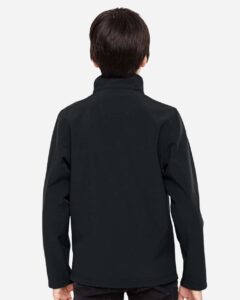 Team 365 TT80Y Youth Leader Soft Shell Jacket – Black (on model back)