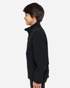 Team 365 TT80Y Youth Leader Soft Shell Jacket – Black (on model side)