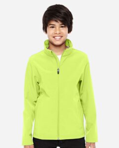 Team 365 TT80Y Youth Leader Soft Shell Jacket – Safety Yellow (on model)